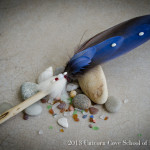 Custom-made Magical Sigil Stylus with sterling silver tip, lilac wood, Hyacinth macaw feathers and gemstone adornments.