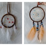 Custom dreamcatchers with beads and leather wrapping.